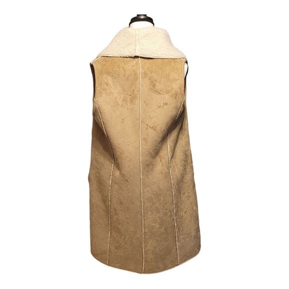 Anthropologie Dolan Vest Size Small 3/4 Length Faux Suede Sherpa Lined - Picture 3 of 9